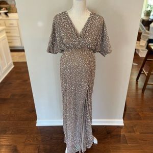 ASOS Maternity:  Neutral Sequin Maxi Dress
